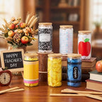 6 Pcs Back to School Gifts 16 oz Glass Cups with Lid and Straw - Image 2