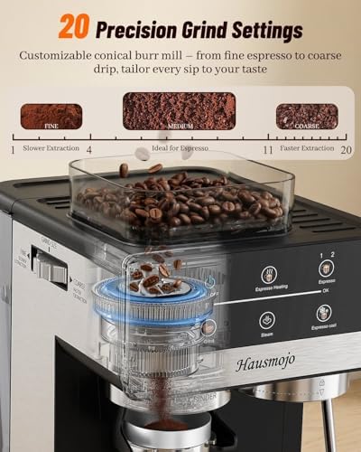 Espresso Machine with Grinder & Milk Frother, 20 Bar - Image 3