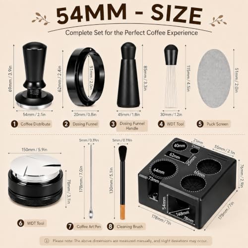 Espresso Tamper Set 54mm, 9 PCS Espresso Accessories Kit & Tamping Station - Image 5