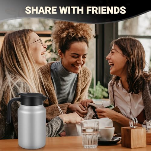 Insulated Coffee Carafe, 51 oz, Keeps Hot for 12H, Silver - Image 6