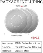 Compatible withPuck Screen 51/53/58mm Reusable Puck Screen For Espresso Portafilter Stainless Steel Screen Filter Compatible With Espresso(3PCS 53MM) - Image 2