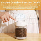 Minidiva Smart Vacuum Container, Automatic Electric Airtight Glass Jar for Food Coffee Storage Meal Prep (White-1350ml-1) - Image 3