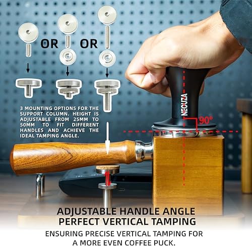 NEOUZA Espresso Organizer Station with Built-in Tamping Stand - All-in-One Bamboo Coffee Bar Workstation, Features Pull-Out Shelf, Storage for Portafilters, Tamper, Distributor & Tools - Image 6