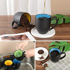 BYCNZB 16oz ceramic Coffee Mug Sets with Large Handles Matte Black Porcelain Mug Multiple colors Cups for Coffee, Tea, Juice, Cocoa Set of 6 (16oz) - Image 7