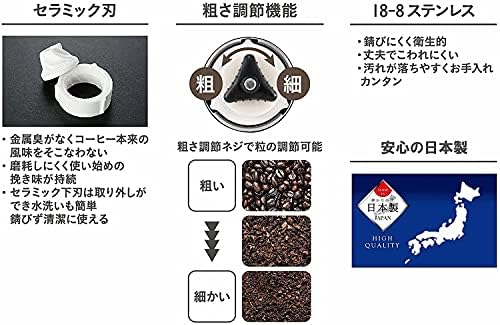 PEARL METAL Captain Stag UW-3546 Coffee Mill, Ceramic Blade, Handy Type, Made in Japan, 18-8 Stainless Steel, Vintage Green - Image 5