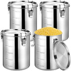 Zopeal 4 Pack Stainless Steel Canisters Set Stainless Steel Airtight Food Storage Containers Metal Containers with Lids Sealed for Tea Coffee Sugar Flour Pantry Baking Kitchen Counter (56 oz) by Zopeal