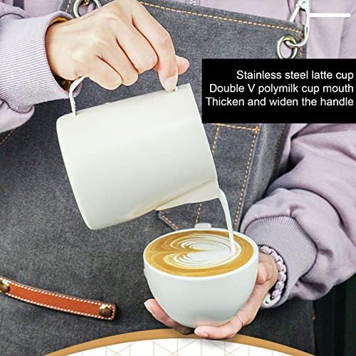 Coffee Milk Frothing Cup, Stainless Steel Jug Steaming Pitcher, 700ml Coffee Latte Art for Coffee Drinks (Beige) - Image 5