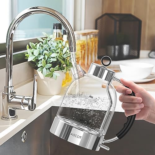 ASCOT Glass Electric Kettle, 1.5L Borosilicate Glass, 1500W, Silver - Image 7