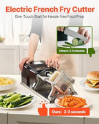 VEVOR Commercial French Fry Cutter, Stainless Steel Vegetable Fruit Chopper with 3 Replacement Blades 1/2-Inch 3/8-Inch 1/4-Inch, Electric Potato Slicer Dicer for Restaurants & Home Kitchen - Image 2