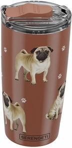 Pug SERENGETI 20 Oz. Stainless Steel, Vacuum Insulated Tumbler with Spill Proof Lid - 3D Print - Insulated Travel mug for Hot or Cold Drinks (Pug Tumbler) by ESPETS