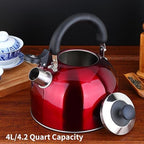 3.75 Quart/4L Whistling Tea Kettle,18/8 Stainless Steel, Red - Image 3