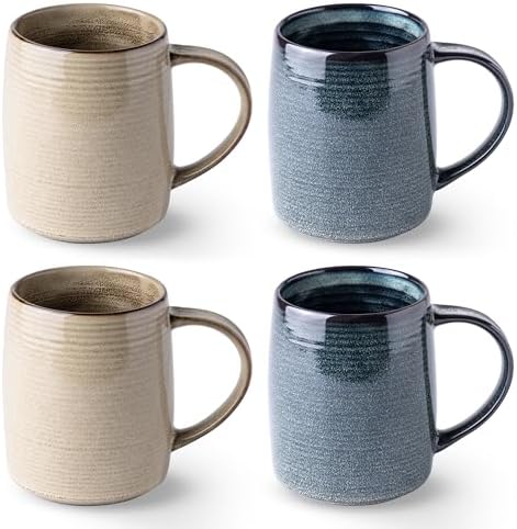 GBhome Large Coffee Mugs Set of 4, 18oz Handmade Ceramic Coffee Mugs Set with Gradient color for Latte/Tea/Beer/Hot Cocoa, Dishwasher & Microwave Safe, Multi-Color by GBhome