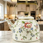 Vintage Tea Kettle 2.5L Rose Floral Enamel Stovetop Teapot Kitchen Decor - Image 4