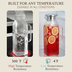2 Pack Square Glass Pitcher with Lid and Handle, 68 oz 2 Liter Borosilicate - Image 6
