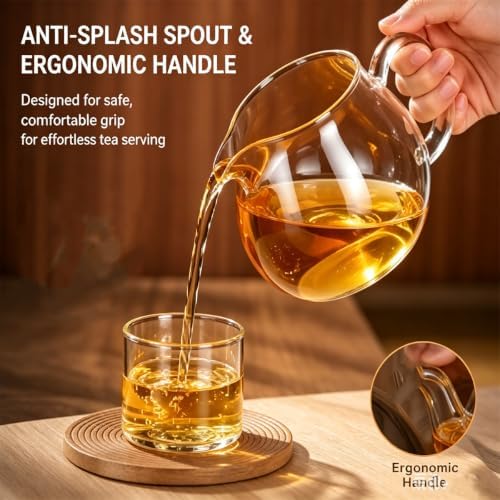 Magnetic Ball Tea Pot, Magnetic Ball Teapot, Lazy Tea Set, Heat Resistant Semi Automatic Drip Rotating with Infuser Magnetic Teapot Set for Gongfu Tea Making Ideal, Gift Set for Adults (C+6Cups) - Image 5