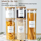 CZSZYGHBAO 5 Pack Glass Jars with Bamboo Airtight Lids - Stackable Food Storage Containers with 132 Pantry Labels - with Wood Lid for Candy, Cookie, Rice, Sugar, Flour, Pasta, Nuts - Image 3