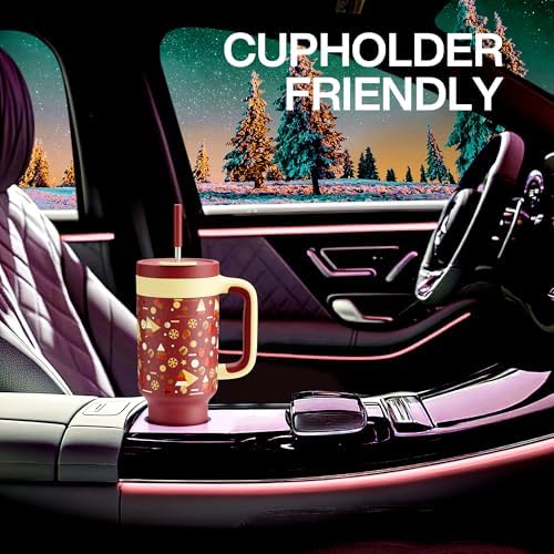 POWCAN 40 oz Christmas Tumbler with Handle, 2-in-1 Straw Lid, Leakproof, Dishwasher Safe, Insulated Stainless Steel Coffee Mug, Keeps Cold for 34 Hours, Fits in Car Cupholder (Holiday Cheers) - Image 5