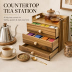 Acacia Wood Tea Bag Organizer, 3-Tier Tea Organizers with 14 Compartments - Image 6