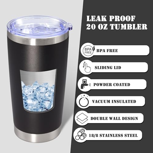 20 oz Tumbler Insulated Tumblers Stainless Steel Coffee Mug,Black 6PCS - Image 3