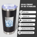 20 oz Tumbler Insulated Tumblers Stainless Steel Coffee Mug,Black 6PCS - Image 3