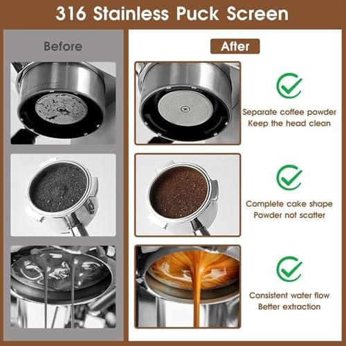 Luocute Espressos Accessories Kit, Dosing Funnel and Puck Screen Set, Double End Coffee Tamper Distributor Silicone Base Puck Screen Powder Dosing Rings Set for Espressos Tools (58mm) - Image 5