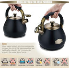 Tea Kettle Stovetop Whistling Kettle Teapot, 3Quart Tea Pot Stainless Steel Teakettle for Stove Top with Heat Proof Ergonomic Handle - Image 3