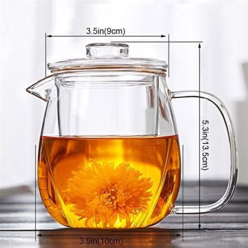 Teapot 650ML Heat Resistant Glass Teapot with Removable Infuser Coffee Maker Kung Fu Tea Set Flower Teapot Tea Maker - Image 2