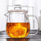 Teapot 650ML Heat Resistant Glass Teapot with Removable Infuser Coffee Maker Kung Fu Tea Set Flower Teapot Tea Maker - Image 2