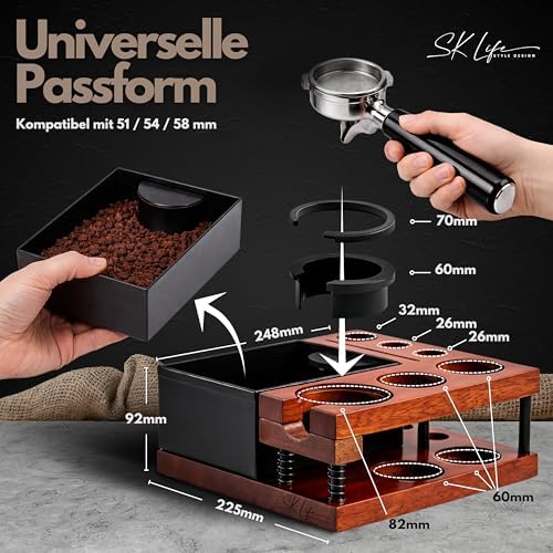 Espresso Tamping Station - Large Knock Box, 9 in 1 Espresso Coffee Organizer, Coffee Tamper Station, Fits 51/54/58mm Portafilter, Espresso Accessories Holder for Home Barista - Image 6