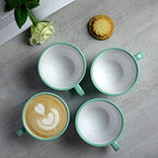 City to Cottage Handmade Teal Blue and White Polka Dot Large Ceramic 12oz/350ml Cappuccino Coffee Tea Cup and Saucer, Unique Designer Pottery for Tea Lovers - Image 5