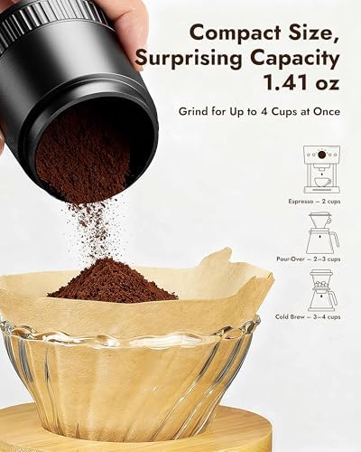 AeroGrind Manual Hand Coffee Grinder with DLC 440 Burrs, 38g Capacity Portable Coffee Bean Mill for Moka pot, French Press, Espresso, Pour Over - Image 6