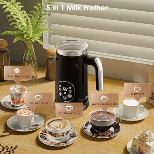 Automatic Warmer Milk Steamer, Electric Hot Milk Frother with 300ml Large Capacity, Digital Touchscreen Control and Adjustable Temperature Setting for Cappuccino, Latte and Hot Chocolate (White) - Image 7