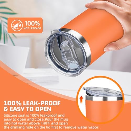 20 oz Tumbler with Lids and Straws, Stainless Steel Insulated Travel Coffee Mug, Double Wall Vacuum Insulated Tumblers, Powder Coated Coffee Tumbler for Cold & Hot Drinks (Mix Color-7) - Image 5