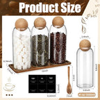Suclain 3 Pcs Coffee Storage Jar with Ball Cork Lid Spoon, 41 oz - Image 2