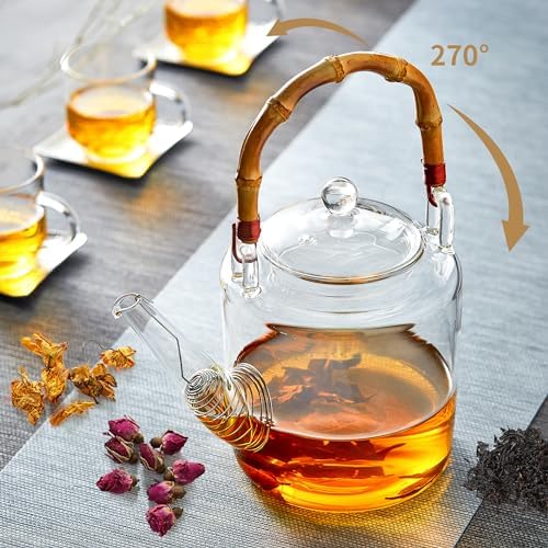 1350ml/46OZ Glass Teapot with Removable Infuser and Lid, Stovetop Safe, Glas Tea Pot for Blooming and Loose Leaf Tea Maker - Image 3