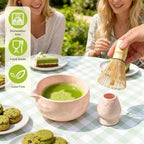 Matcha Whisk Set 7 PCs Ceramic Japanese Matcha Bowl Kit Includes Matcha Bowl, Matcha Whisk and Holder, Bamboo Scoop, Scoop Rest, Sifter, Tea Towel - Traditional Matcha Starter Set for Matcha Lovers - Image 5