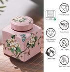 Coffee Bean Storage Canister with Airtight Lid, Decorative Ceramic Tea Jar with Vintage Floral Pattern, Sugar Container & Spice Jar for Kitchen Countertop, Cabinet or Shelf - Pink & 30oz - Image 4