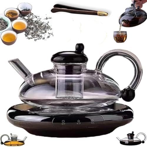 Ceramic Stove Teapot Set Filtration Teapot Removable Infuser for Loose Leaf Tea Coffee Even Heating(Electric ceramic stove+Transparent) by Unknown