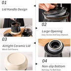 Ceramic Food Storage Jar,Coffee Canister for Countertop with Lids Airtight,Large Flour,Spices,Beans,Rice and Candies Containers for Kitchen and Home,Farmhouse Kitchen Decor,35 OZ Black - Image 4