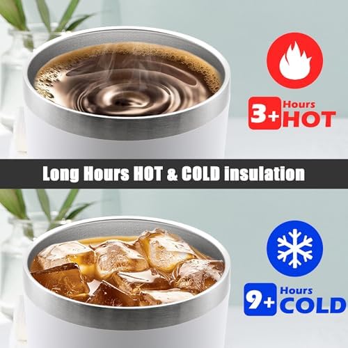 20oz Tumbler Insulated Coffee Tumblers with Lid Stainless Steel White 8P - Image 5