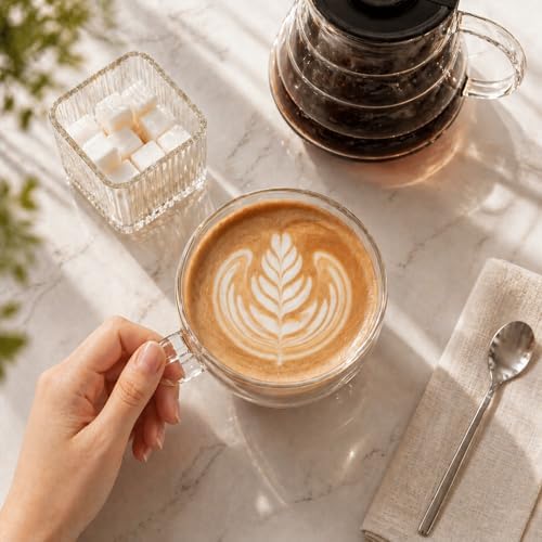 Restaurantware Glass Espresso Cups 12 Count 17 Ounces Borosilicate Double Wall Glass Coffee Mugs Insulated Clear Tea Drinkware for Hot or Cold Beverages - Image 5