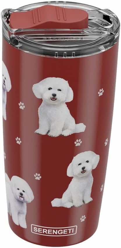 SERENGETI Bichon Frise 20 Oz. Stainless Steel, Vacuum Insulated Tumbler with Spill Proof Lid - 3D Print - Insulated Travel mug for Hot or Cold Drinks (Bichon Frise Tumbler) by ESPETS