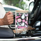 Sip-Sip Hooray! Pastel Pink Halloween 40oz Glass Tumbler with Lid and Straw - Image 6