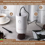 Portable Electric Burr Coffee Grinder Multi Adjustable Settings Rechargeable Coffee Bean Grinder with Conical Ceramic Burr, for Travel, Camping (WHITE) - Image 2