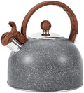 GGC 2.7QT/3L Whistling Tea Kettles for Stove Top, Stainless Steel Tea Kettle with for Boiling Water Milik or Coffee, Starry Gray Tea Pots with Wooden Anti Heat Handle by GGCProducts