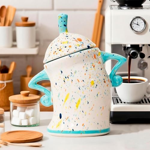 Sassy Canister With Attitude - Funny Ceramic Airtight Storage Canister for Coffee Sugar Tea, Unique Kitchen Decor & Housewarming Gift(Cyan) by Unknown