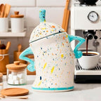 Canister with Attitude - 1.2L Airtight Sassy Canister, Ceramic Storage Canister with Lid for Kitchen, Sugar, Flour, Coffee | Decorative & Funny Ceramic Canister Set (Cyan) - Image 2