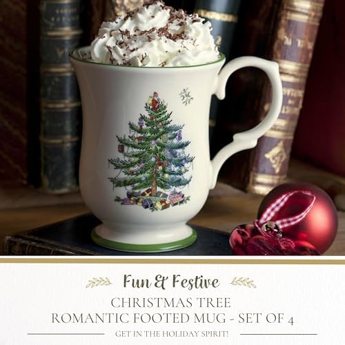 Spode Christmas Tree Romantic Footed Mugs, 12 Oz - Set of 4 - Image 2