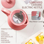 1.2L Ceramic Electric Kettle, 1000W Electric Tea Kettle with Textured Ribbed Design, Auto Shut-Off & Boil-Dry Protection, 360° Cordless Base, Bright Pink - Image 5