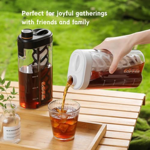 Cold Brew Coffee Maker,33 oz BPA free Pitcher with 350-Mesh Ultra-Fine Filter, Refrigerator Horizontal Stackable Space Saving, Airtight & Leak-Proof for Iced Coffee,Tea & Lemonade (Black) - Image 6